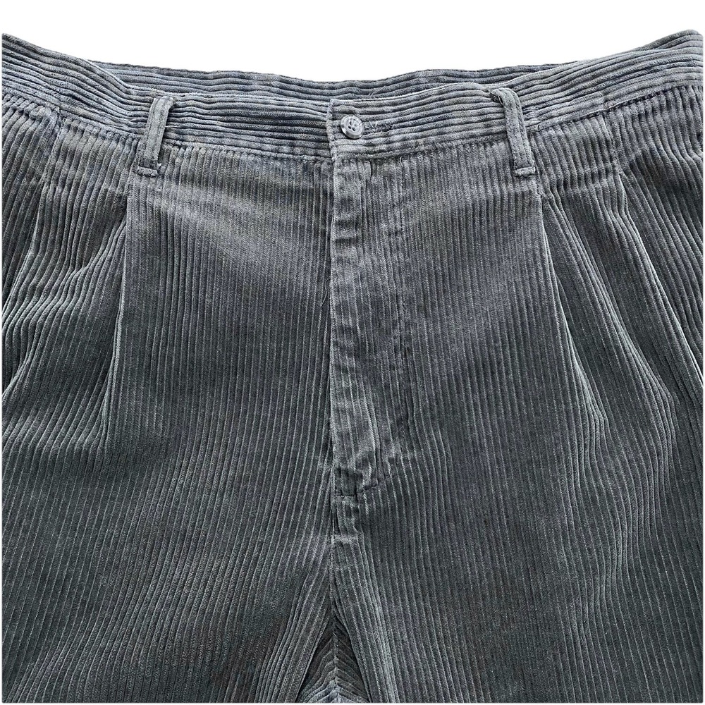 90s Gap Corduroy Pants 35x34 Cuffed Mens Double Pleated Faded Gray Relaxed